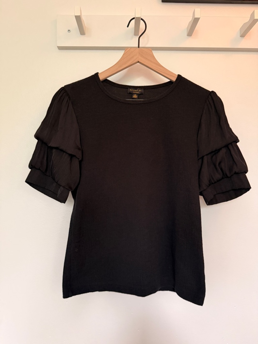 Current Air (Anthropologie)  Black Puff Sleeve Knit Top - Size XS